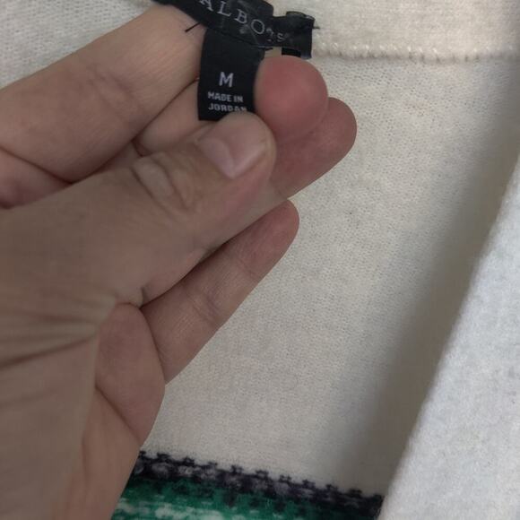 Talbots Breton Fair Isle Open Front Longline Cardigan Size M White Sweater - Picture 6 of 6